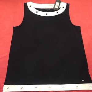 NWT Tommy Hilfiger Navy and White Grommet Tank-M